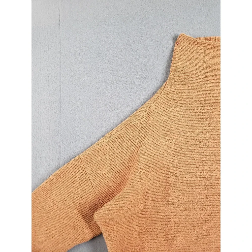Free People Sweater Womens Large Brown Mock Neck Dolman Oversized Pullover Knit